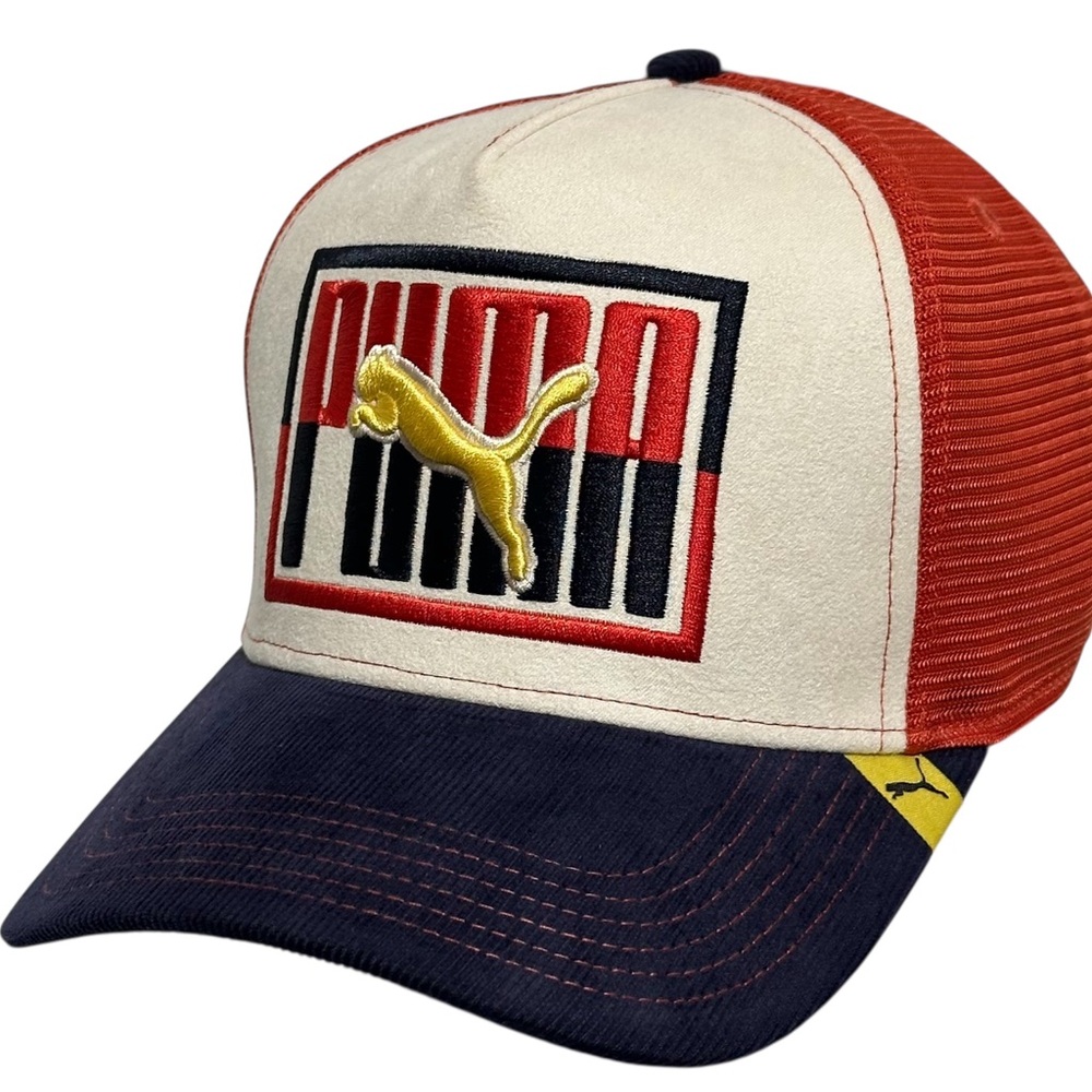 Puma Men's Trucker Cap - Navy/Red/White Snap Back    One Size